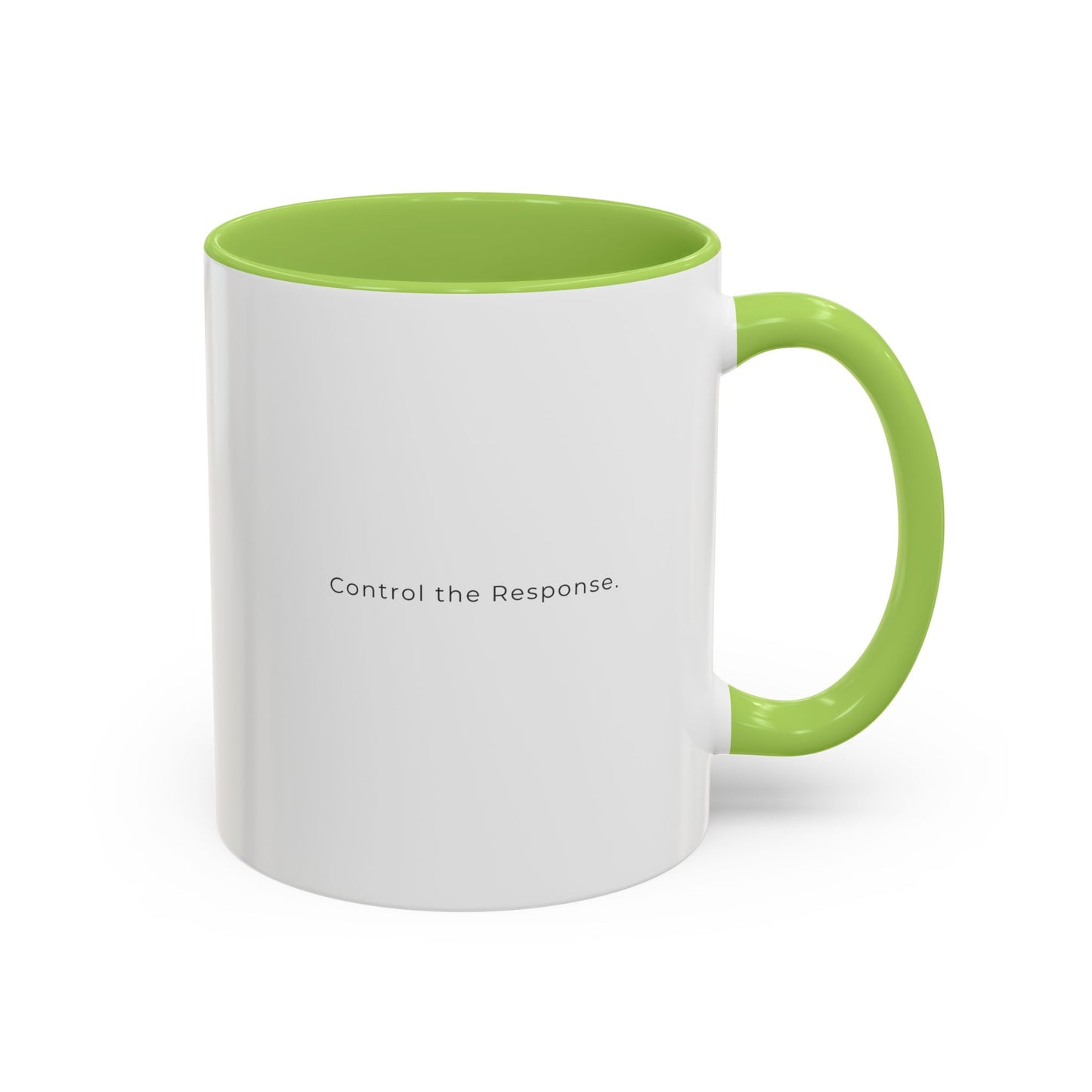 Accent Coffee Mug — "Control the Response." Minimalist Motivational Coffee Cup