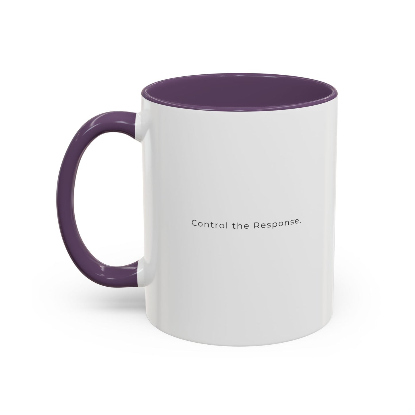 Accent Coffee Mug — "Control the Response." Minimalist Motivational Coffee Cup