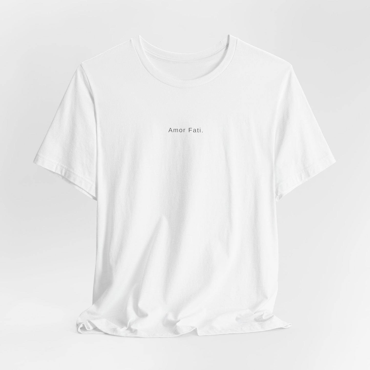 Minimal 'Amor Fati' White Tee — Inspirational Casual Shirt