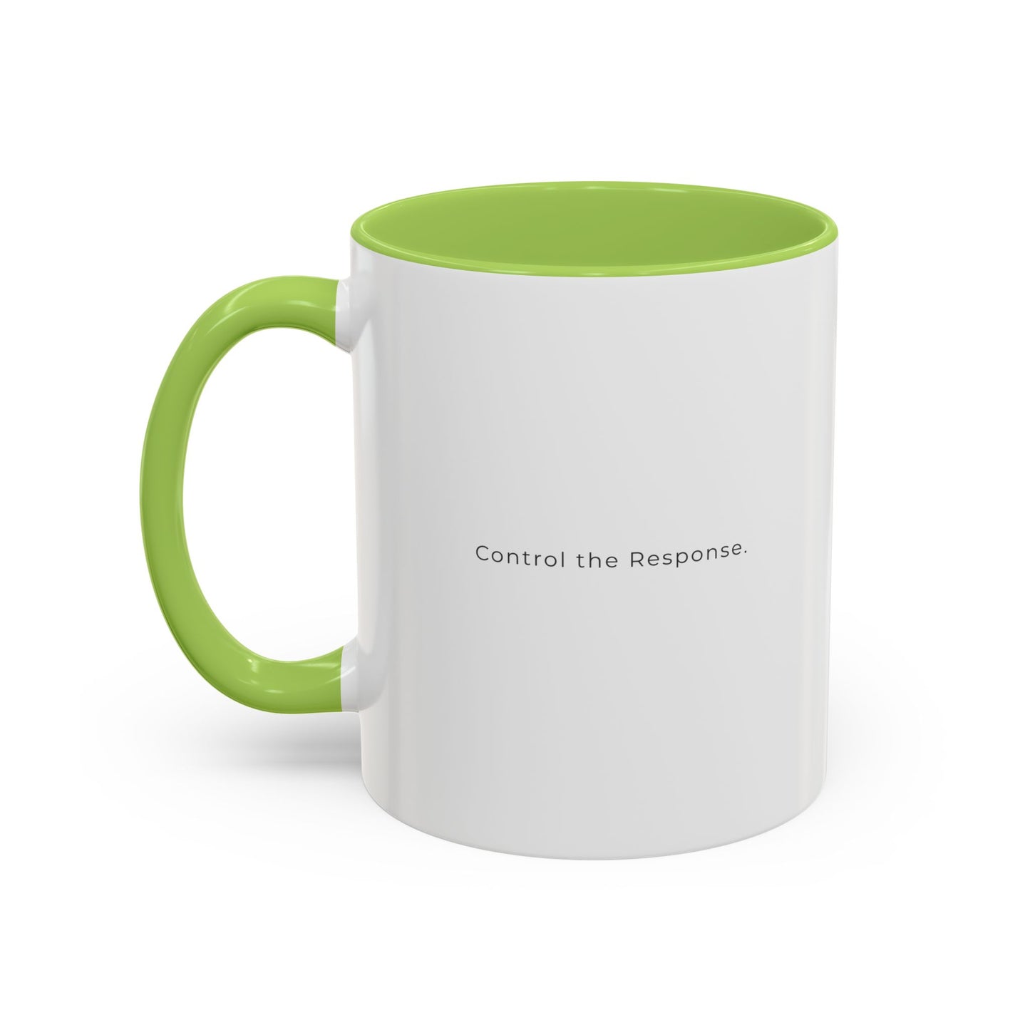 Accent Coffee Mug — "Control the Response." Minimalist Motivational Coffee Cup