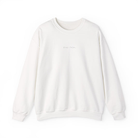 Minimal White Crewneck Sweatshirt — Clean Embroidered Chest Logo